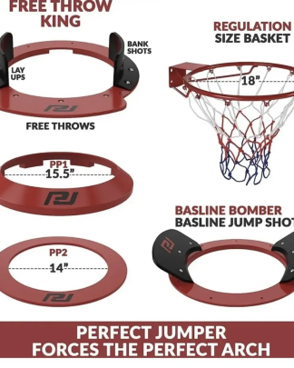 Basketball Training Equipment - PJ Perfect Jumper System with 4 Hoop Attachments